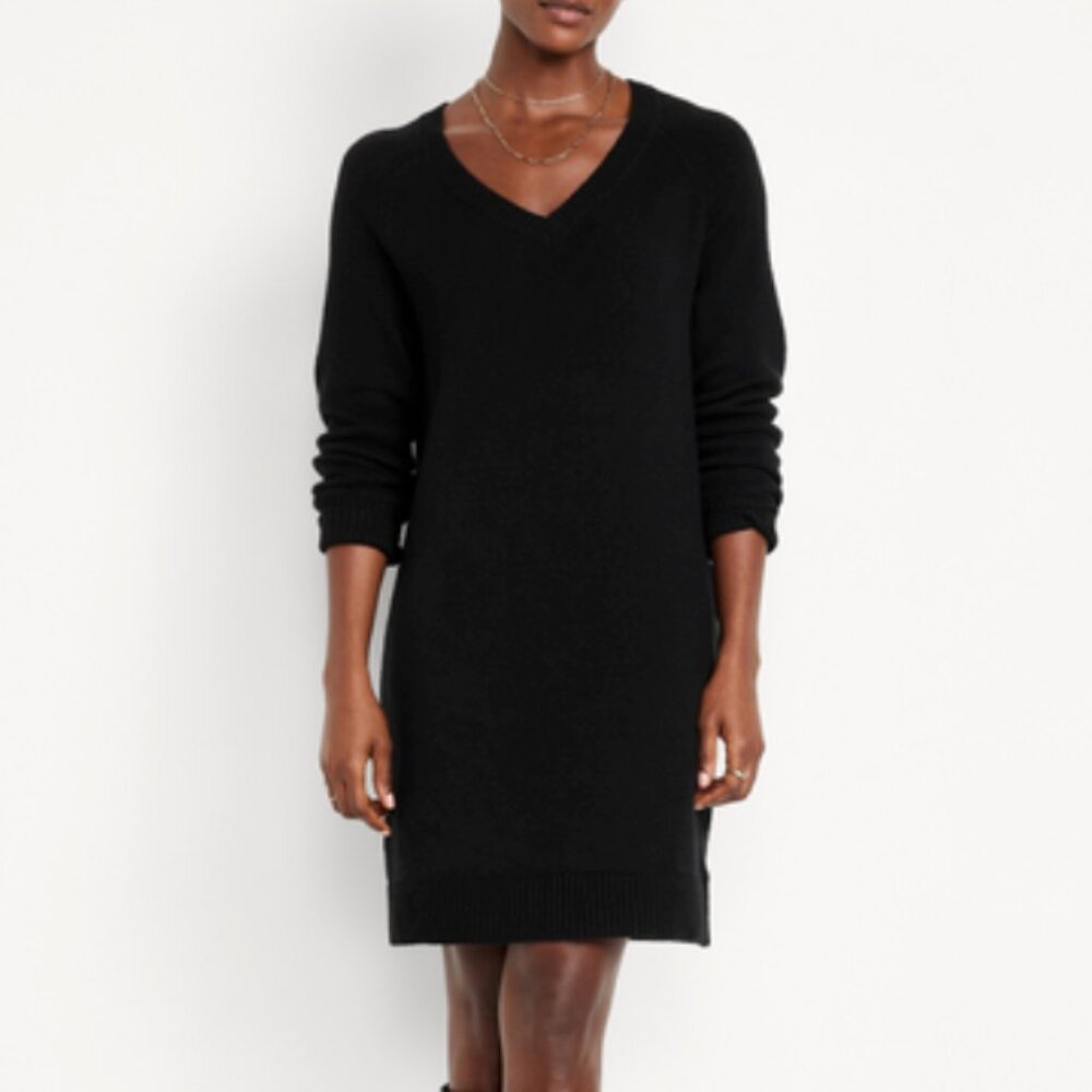 Old Navy SoSoft Black Mini Sweater Dress - Size M